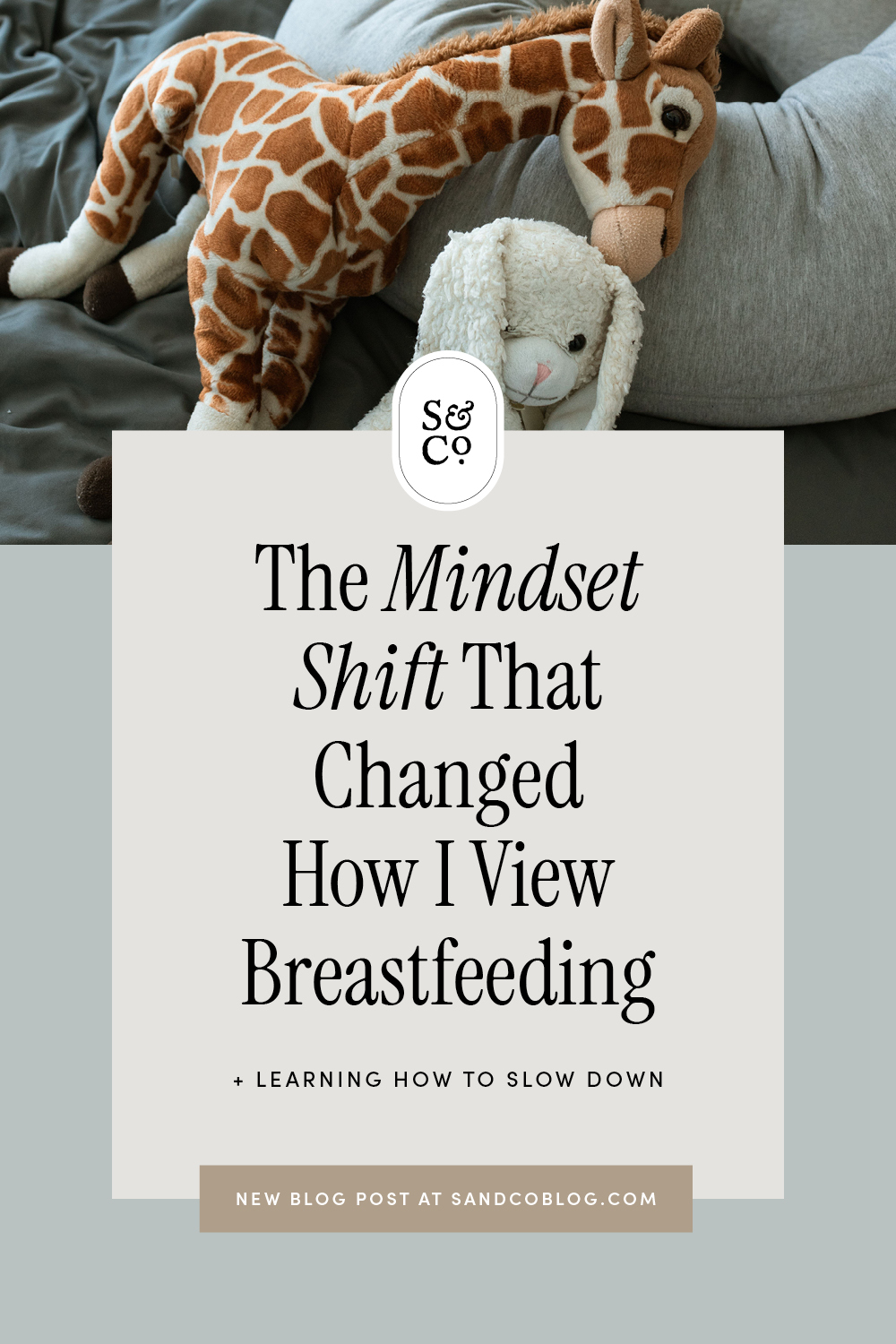 Stuffed animals on a breastfeeding pillow