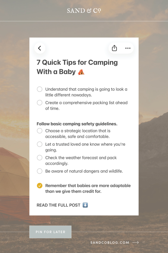 Camping with a baby checklist with tent