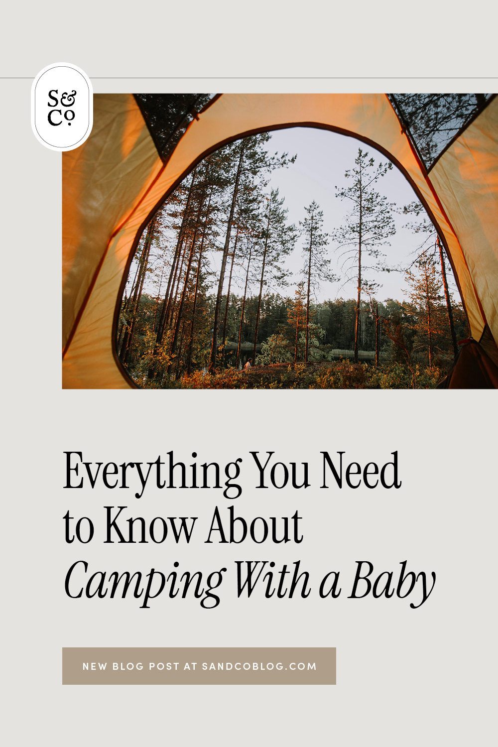 Camping with a baby view of trees through tent