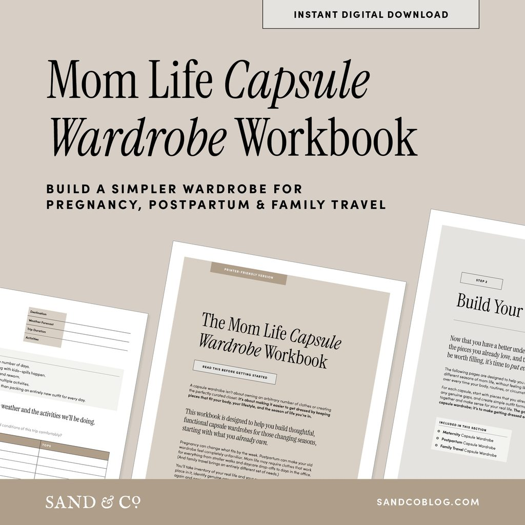 Mom life capsule wardrobe workbook printable for pregnancy postpartum travel