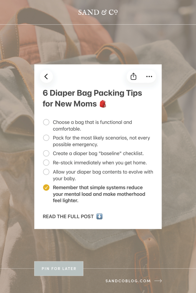 Diaper bag packing tips checklist with backpack