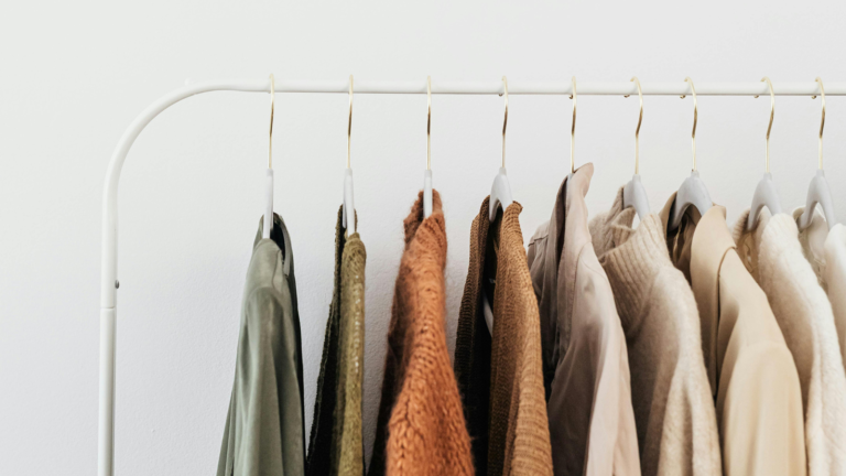 Clothing hanging on a rack