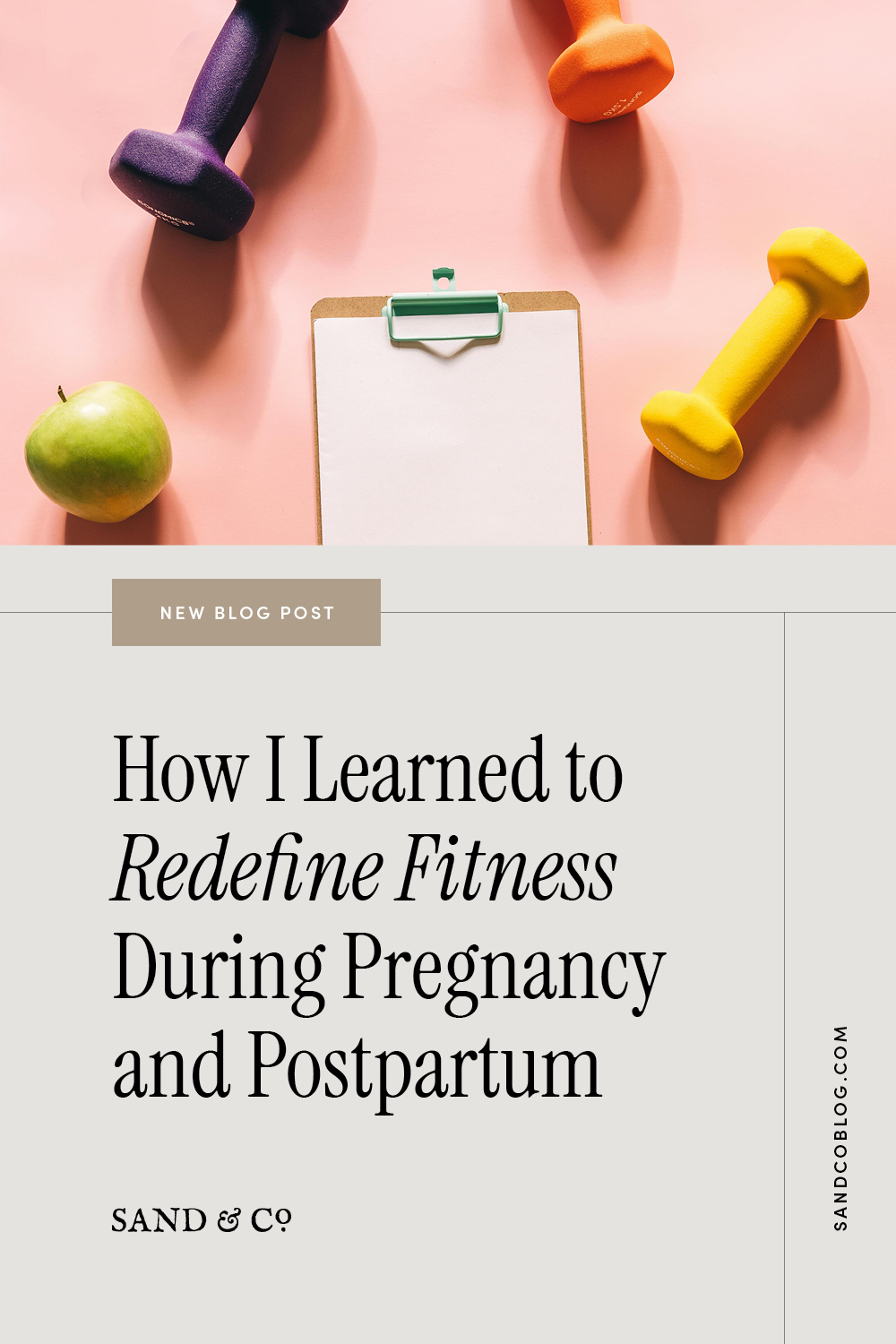 Postpartum fitness weights and clipboard