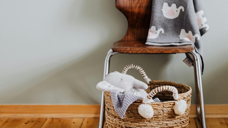 Baby items on a chair
