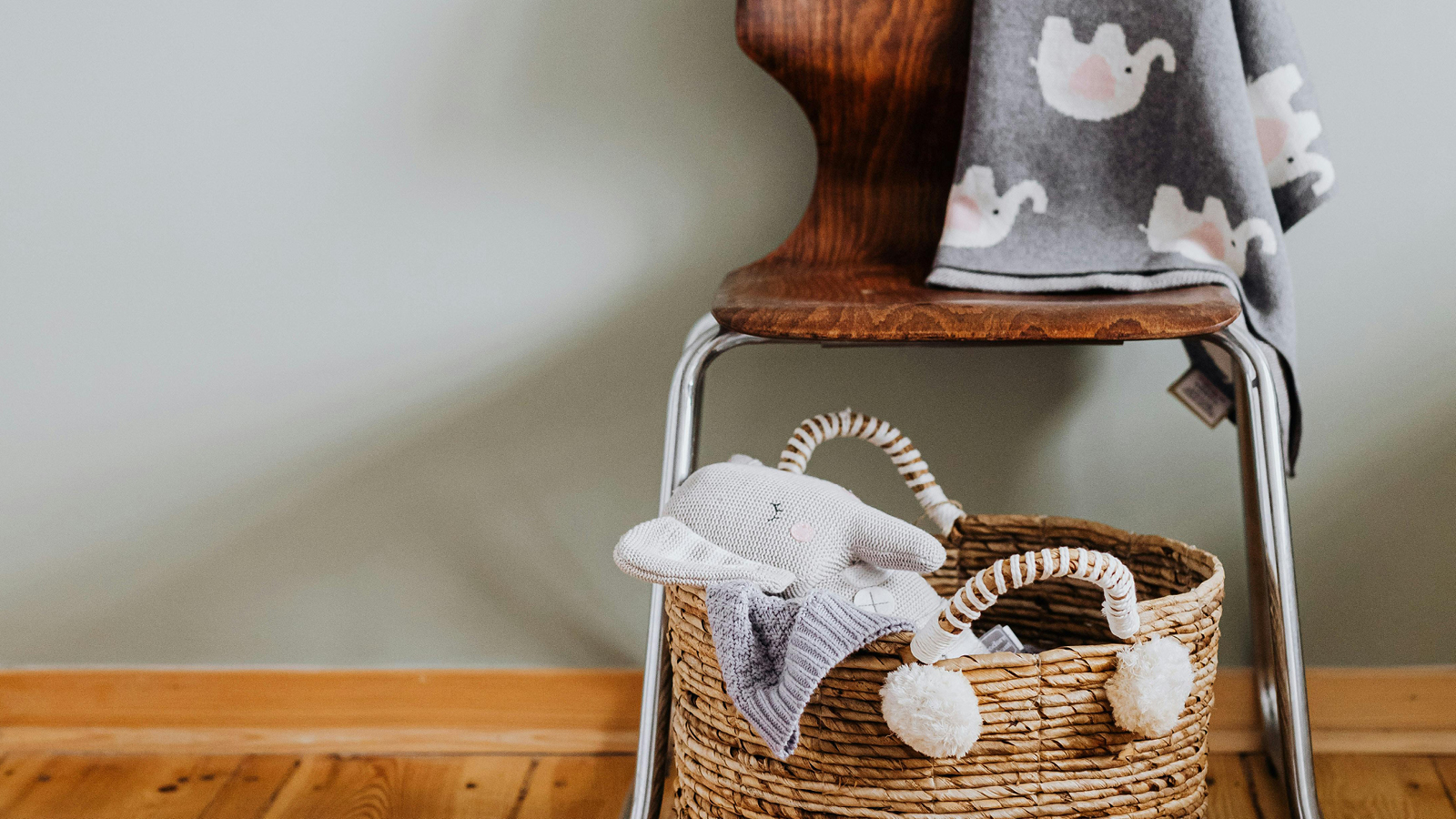Baby items on a chair